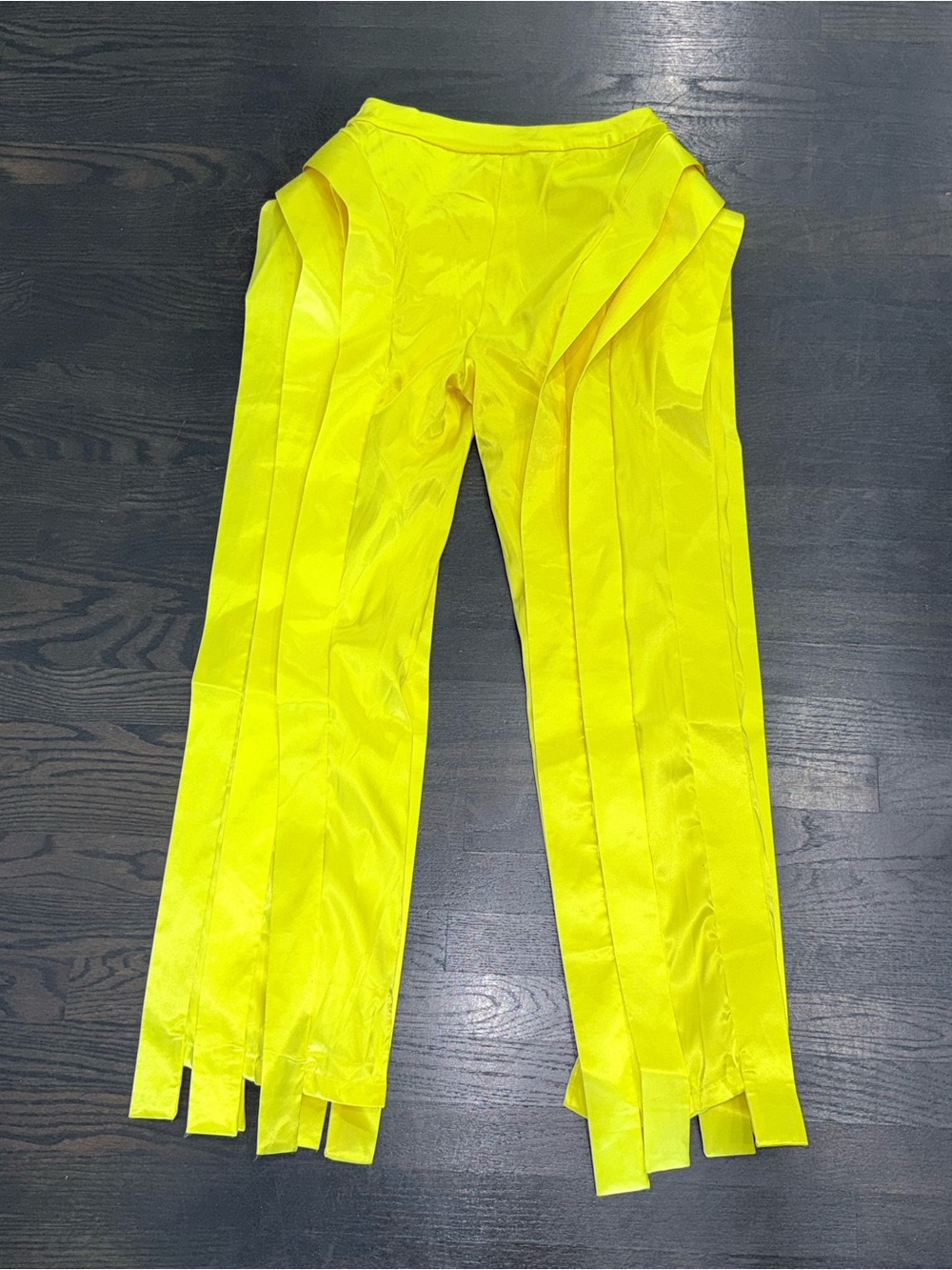 High-Waist Yellow Satin Wide-Leg Pants - Picture 5 of 8